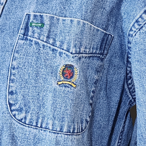 🔥Vintage🔥Tommy Hilfiger Denim Button-up Jeans Shirt Women's Size XL - Picture 2 of 6